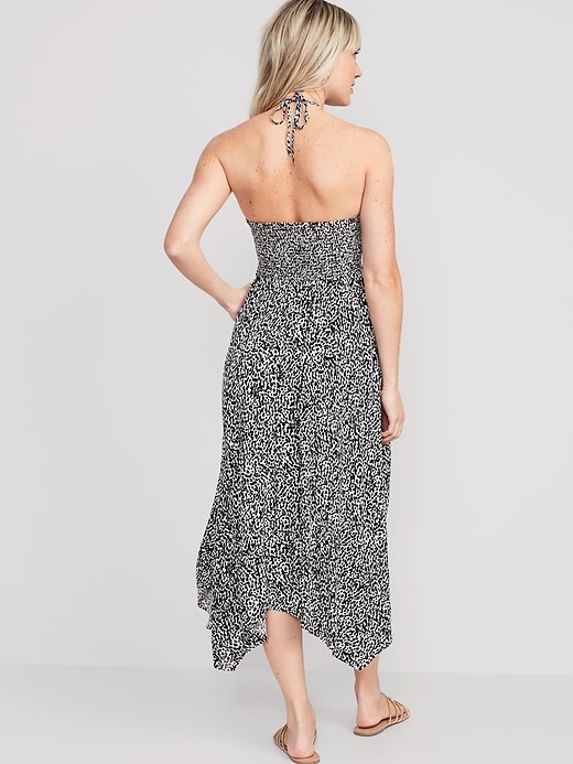 Image number 2 showing, Fit & Flare Printed Crinkled Halter Midi Dress