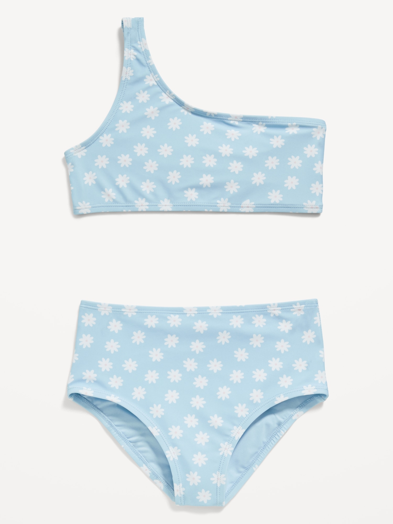 Old Navy Printed One-Shoulder Bikini Swim Set for Girls blue. 1