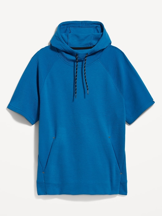 Image number 4 showing, Dynamic Fleece Textured Rib-Knit Short-Sleeve Pullover Hoodie