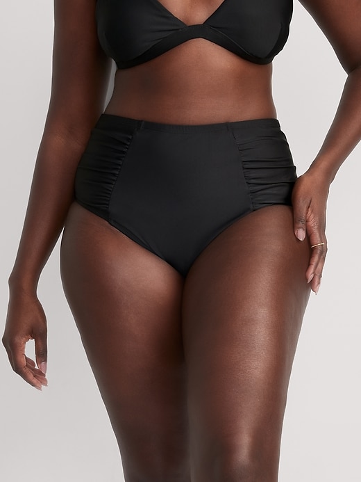 Image number 5 showing, High-Waisted Printed Ruched Bikini Swim Bottoms