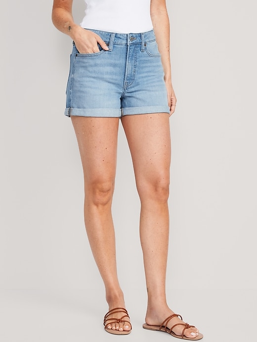 Image number 1 showing, High-Waisted OG Straight Jean Shorts -- 3-inch inseam