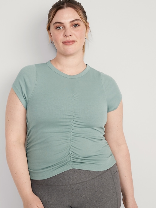 Image number 7 showing, UltraLite Rib-Knit Ruched T-Shirt