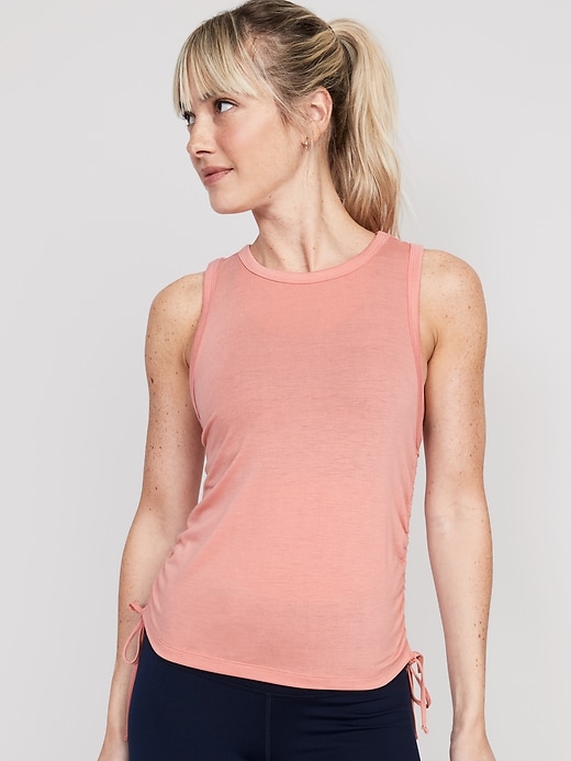 Image number 1 showing, UltraLite Ruched Tie Tank Top