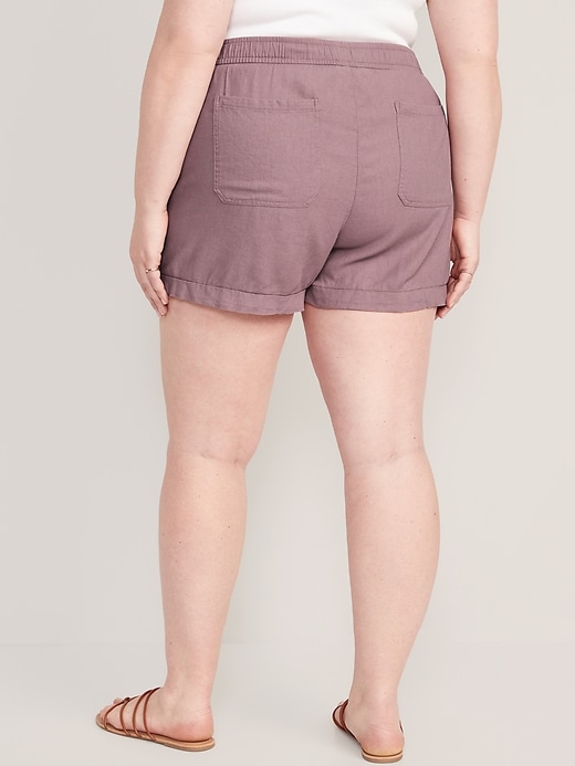 Image number 8 showing, High-Waisted Linen-Blend Utility Shorts -- 3.5-inch inseam