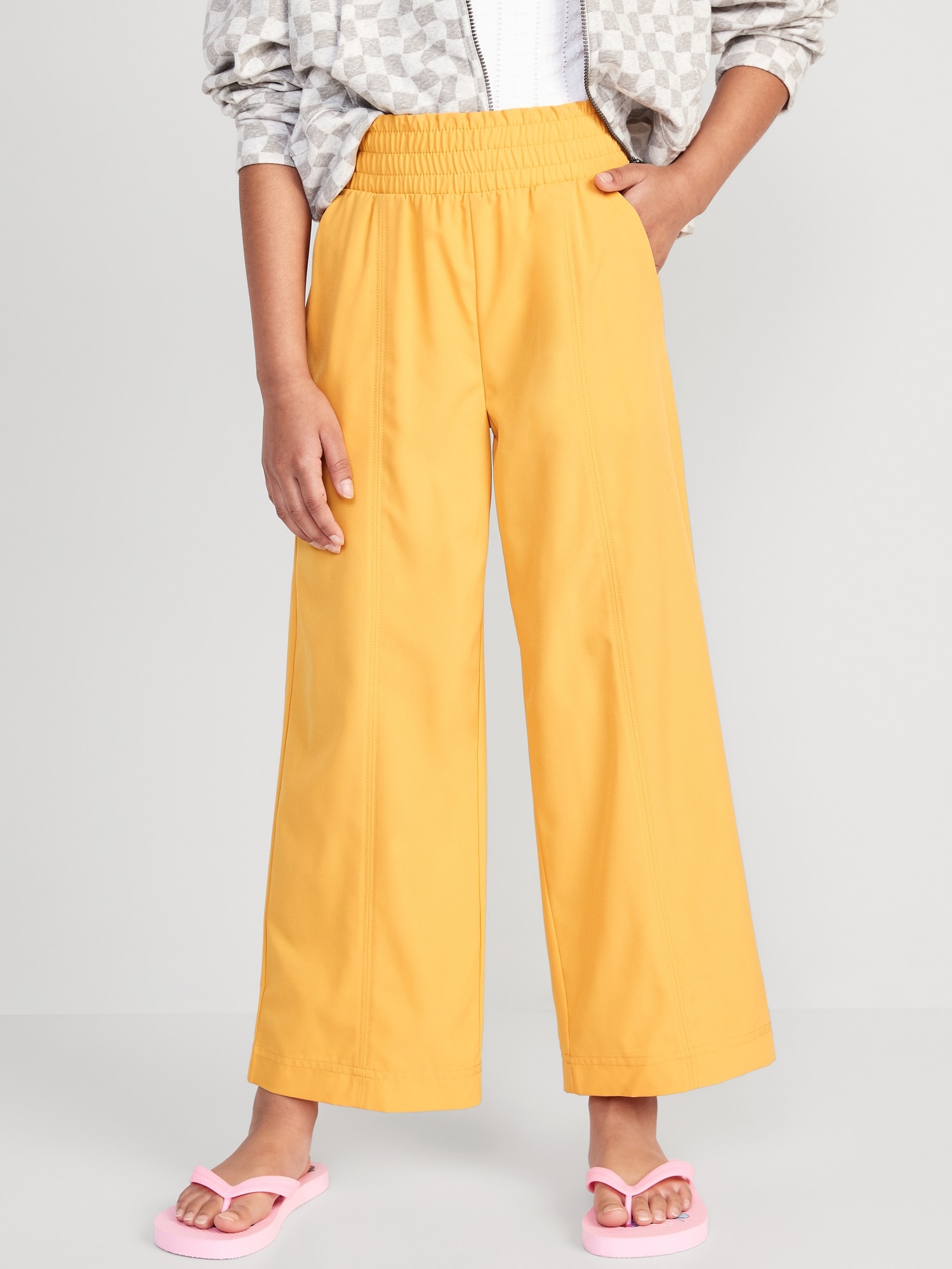 Old Navy StretchTech High-Waisted Wide-Leg Performance Pants for Girls yellow. 1