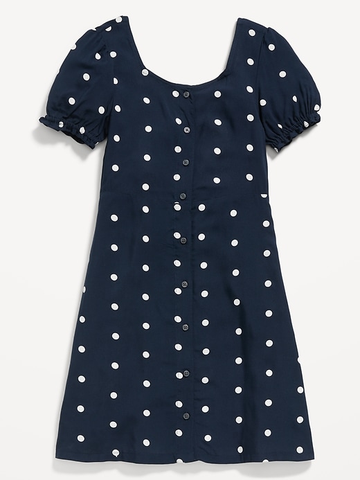 View large product image 1 of 1. Puff-Sleeve Button-Front Fit & Flare Dress for Girls