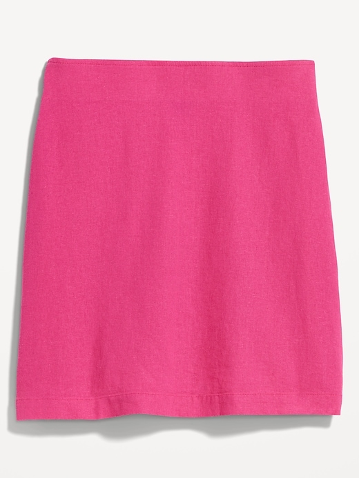 Image number 4 showing, High-Waisted Printed Linen-Blend A-Line Mini Skirt