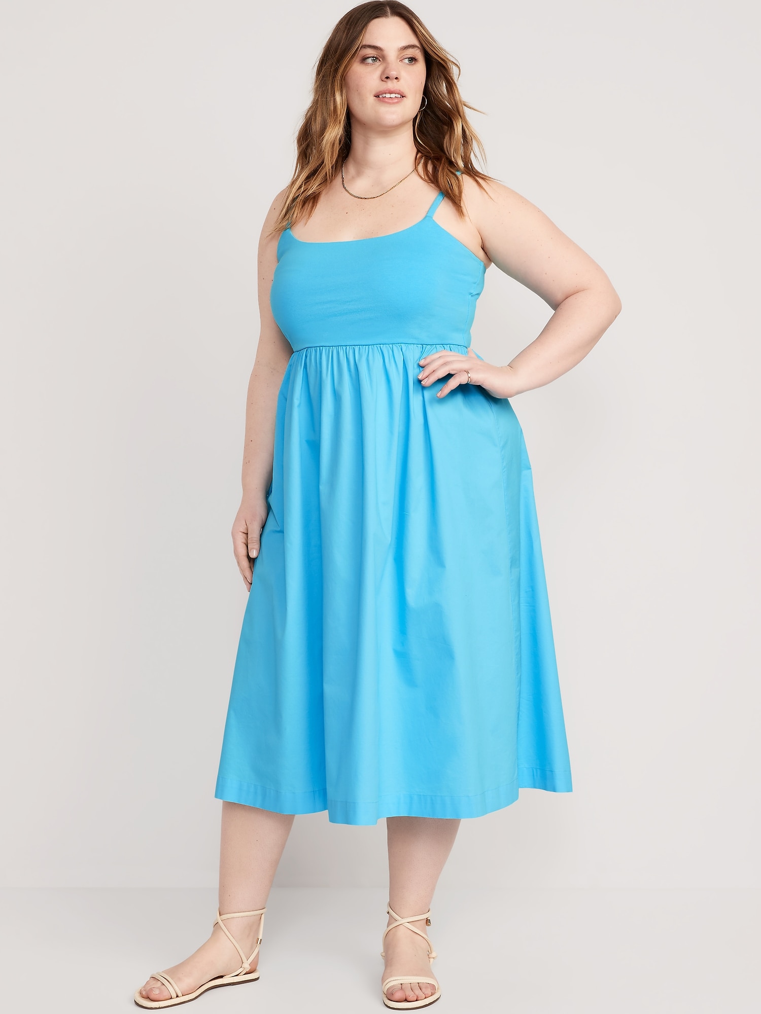 Fit & Flare Combination Midi Dress | Old Navy