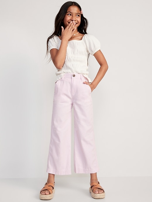 View large product image 2 of 4. High-Waisted Wide-Leg Chino Utility Pants for Girls