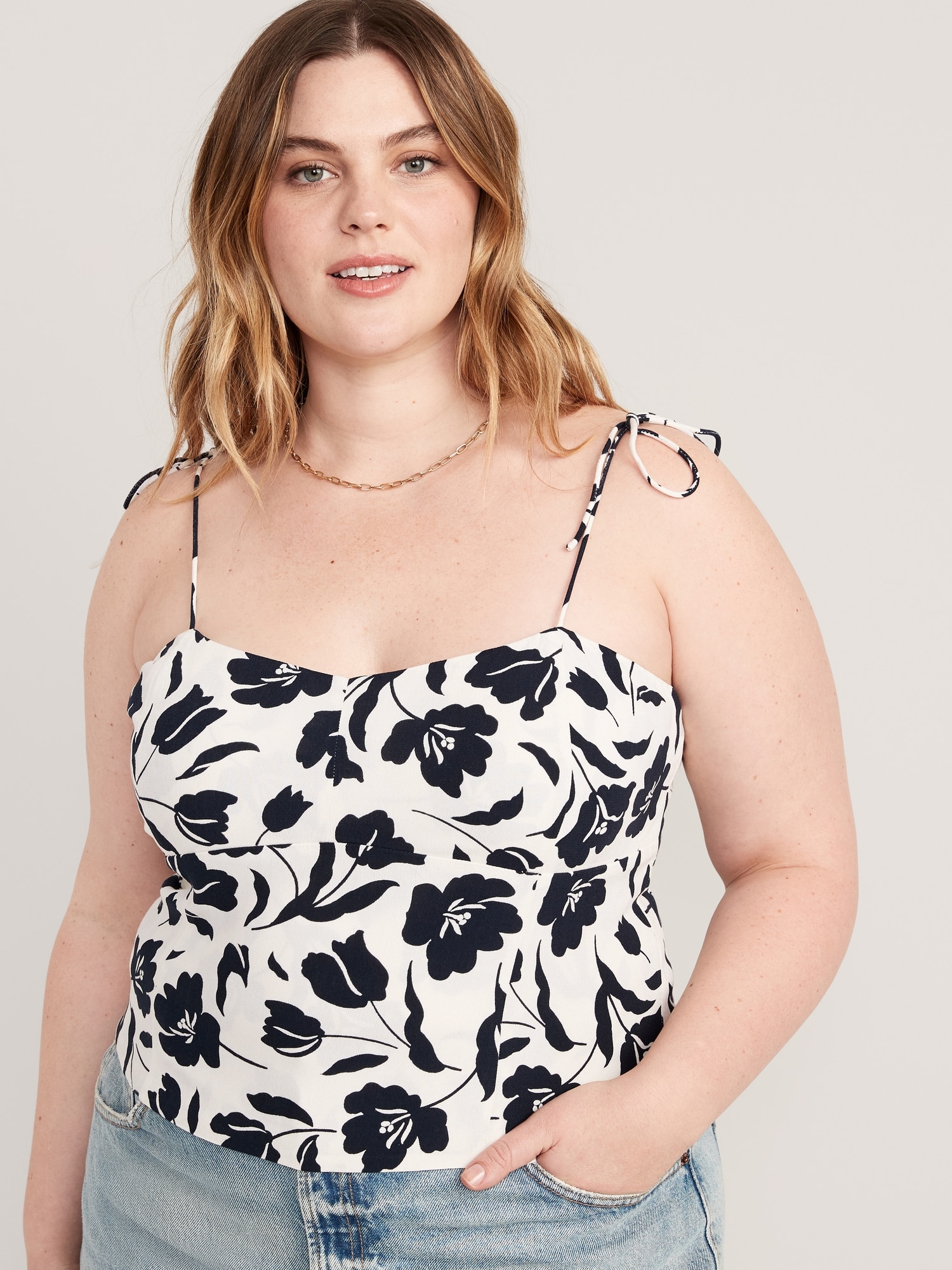 Fitted Tie-Shoulder Floral Corset Cami Top for Women | Old Navy