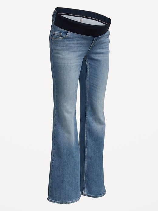 Image number 4 showing, Maternity Front Low-Panel Flare Jeans