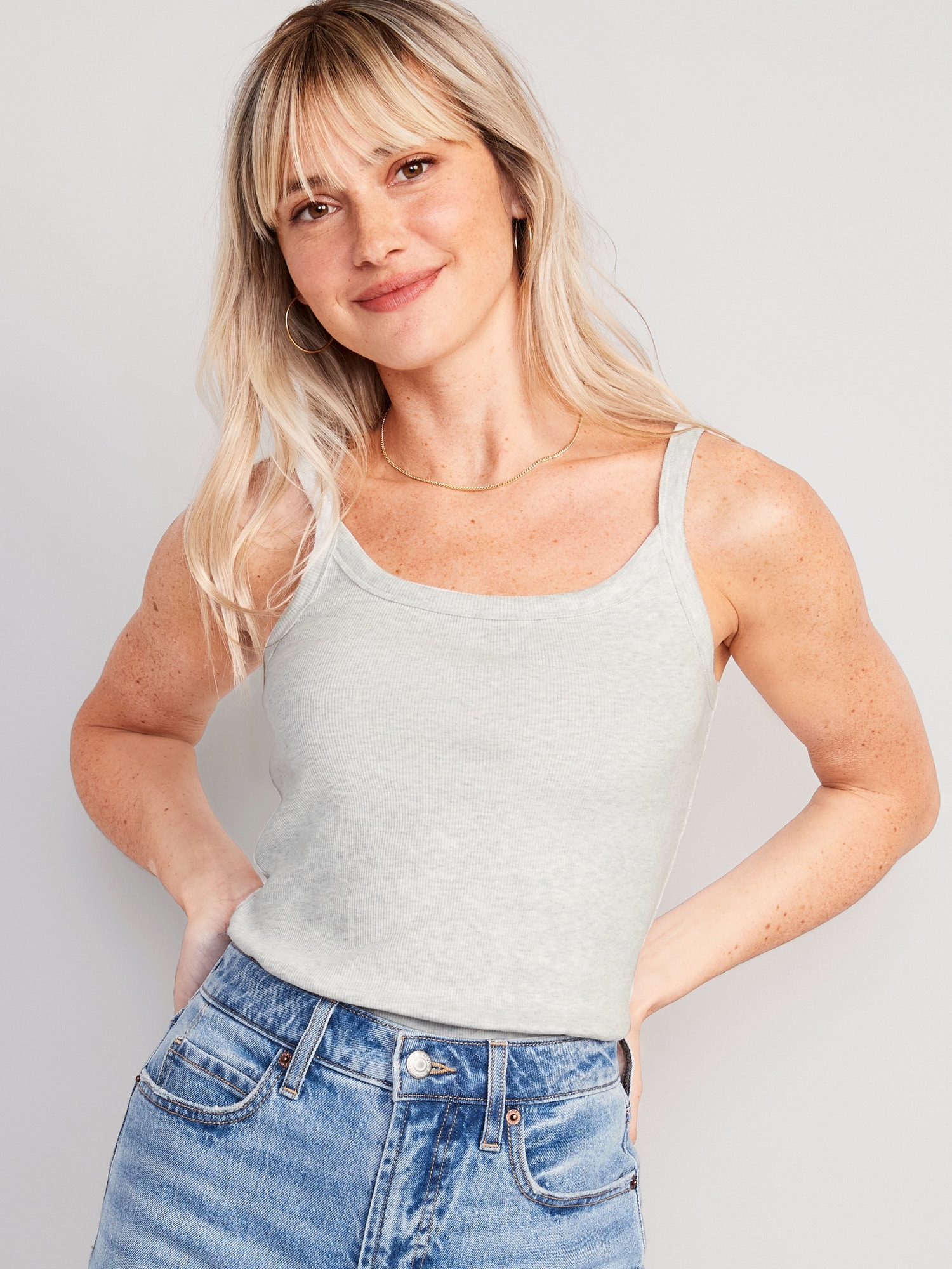 Women Top | for Rib-Knit Old Fitted Navy Cami
