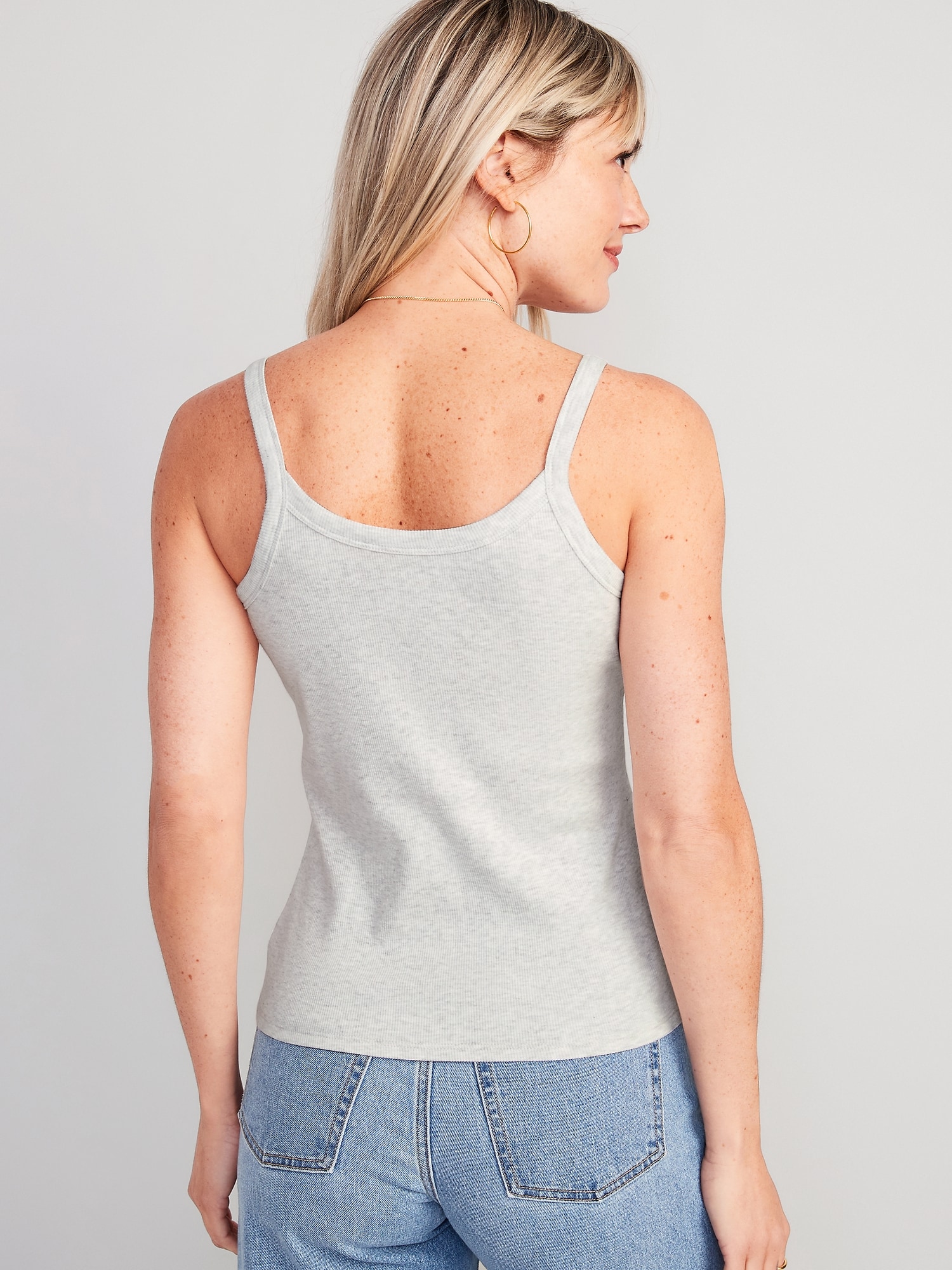 Fitted Rib-Knit Cami Top for | Old Women Navy