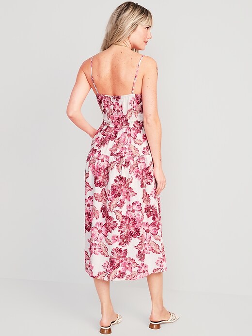 Waist-Defined Floral Linen-Blend Smocked Midi Cami Dress | Old Navy Waist-Defined Floral Linen-Blend Smocked Midi Cami Dress | Old Navy