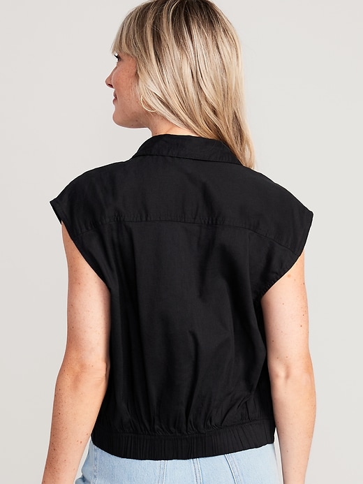 Image number 2 showing, Dolman-Sleeve Twist-Front Button-Down Shirt