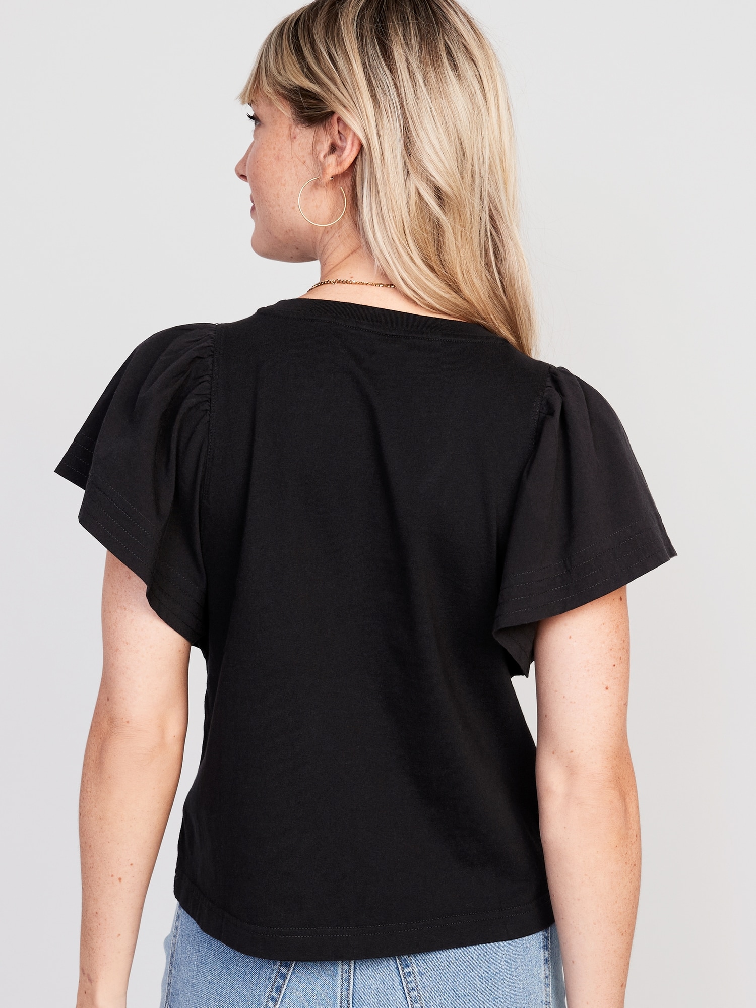 Flutter-Sleeve Paneled T-Shirt for Women | Old Navy