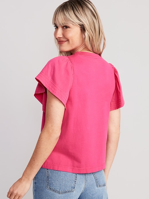 Image number 2 showing, Flutter-Sleeve Paneled T-Shirt
