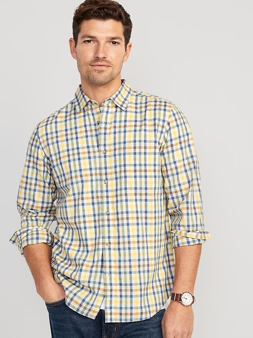 Old Navy Regular-Fit Built-In Flex Patterned Everyday Shirt for Men. 1