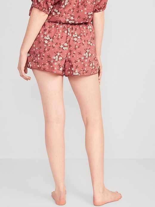 Image number 2 showing, High-Waisted Floral Pajama Shorts -- 3-inch inseam