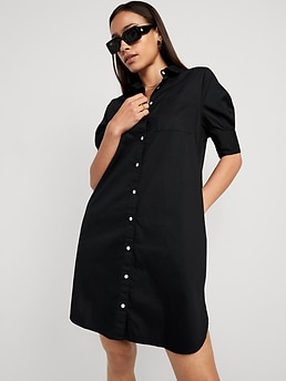 Long black deals button down dress