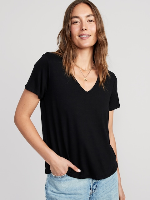 Luxe V-Neck T-Shirt - Black