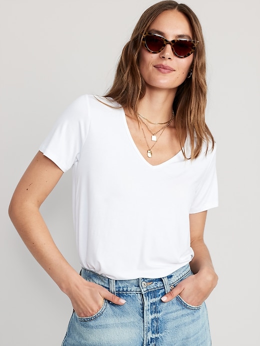 Luxe Ribbed Slub-Knit T-Shirt | Old Navy