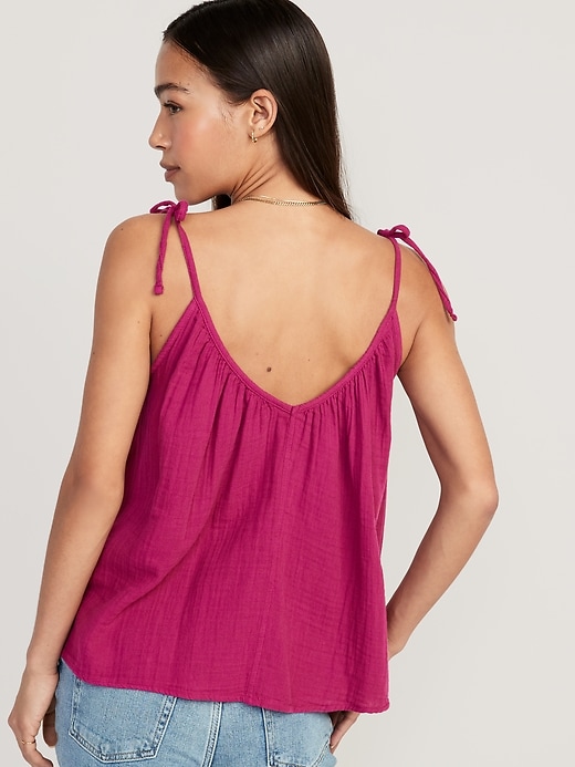 Image number 2 showing, Tie-Shoulder Double-Weave Cami Swing Top for Women