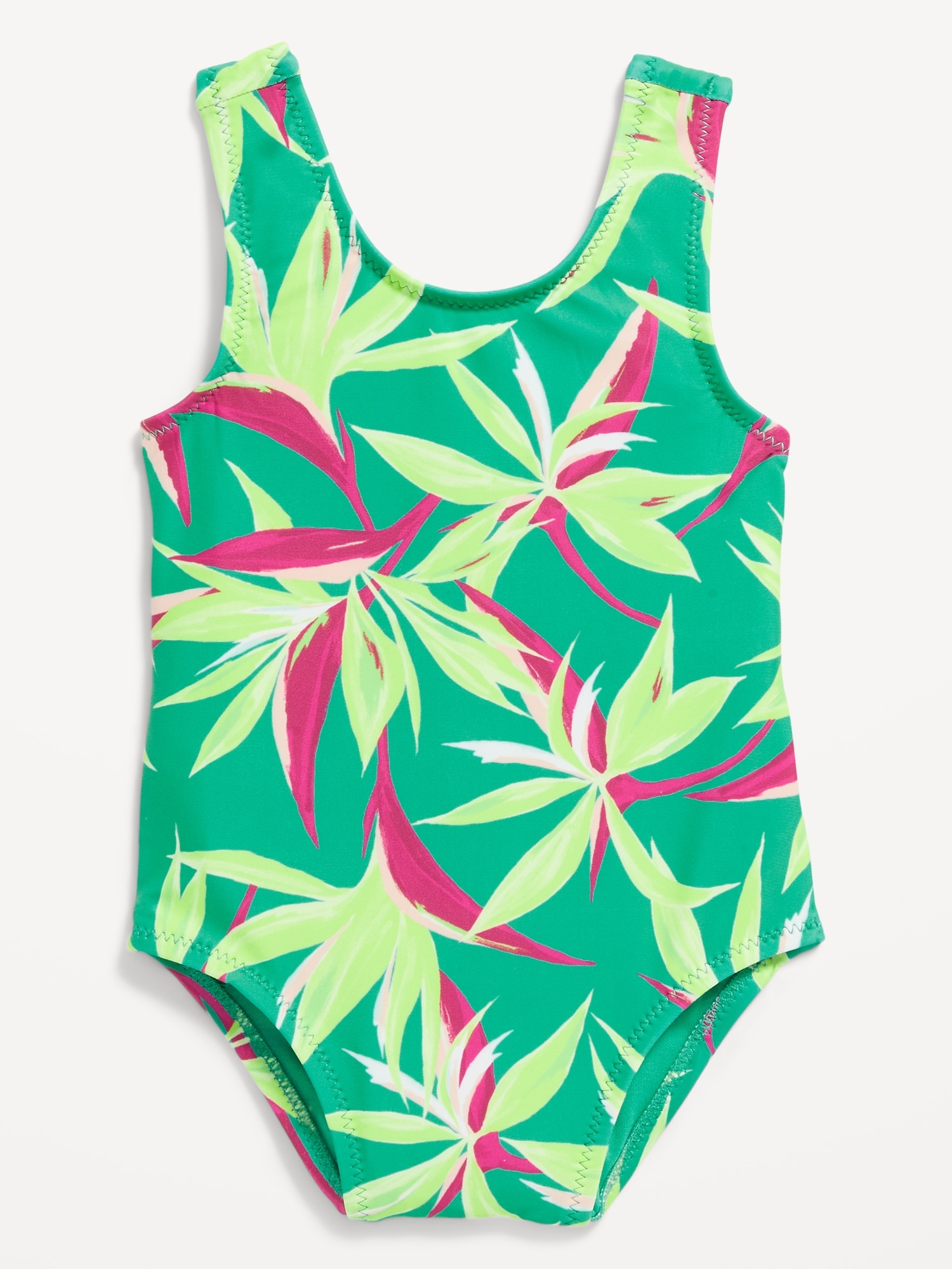 Old Navy Printed Back Tie-Cutout One-Piece Swimsuit for Baby blue. 1