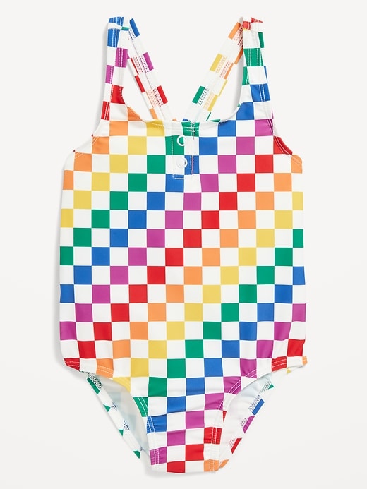 View large product image 1 of 3. Printed One-Piece Henley Swimsuit for Toddler & Baby