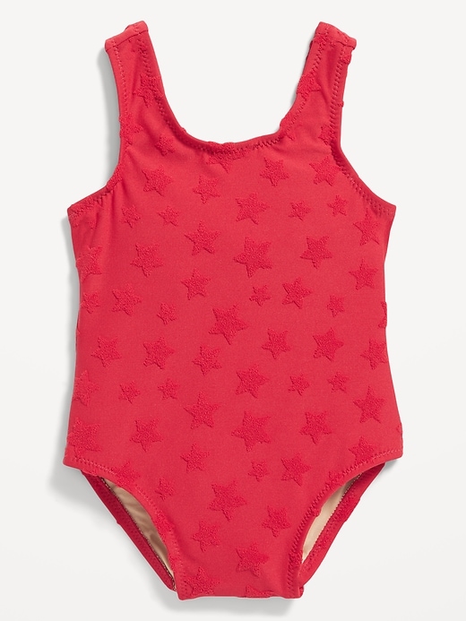 View large product image 1 of 2. Textured-Terry Back Tie-Cutout One-Piece Swimsuit for Baby