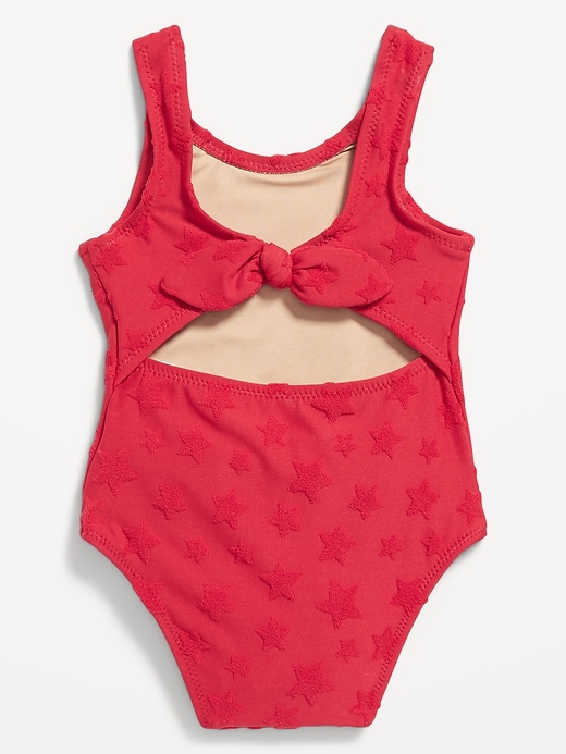 View large product image 2 of 2. Textured-Terry Back Tie-Cutout One-Piece Swimsuit for Baby