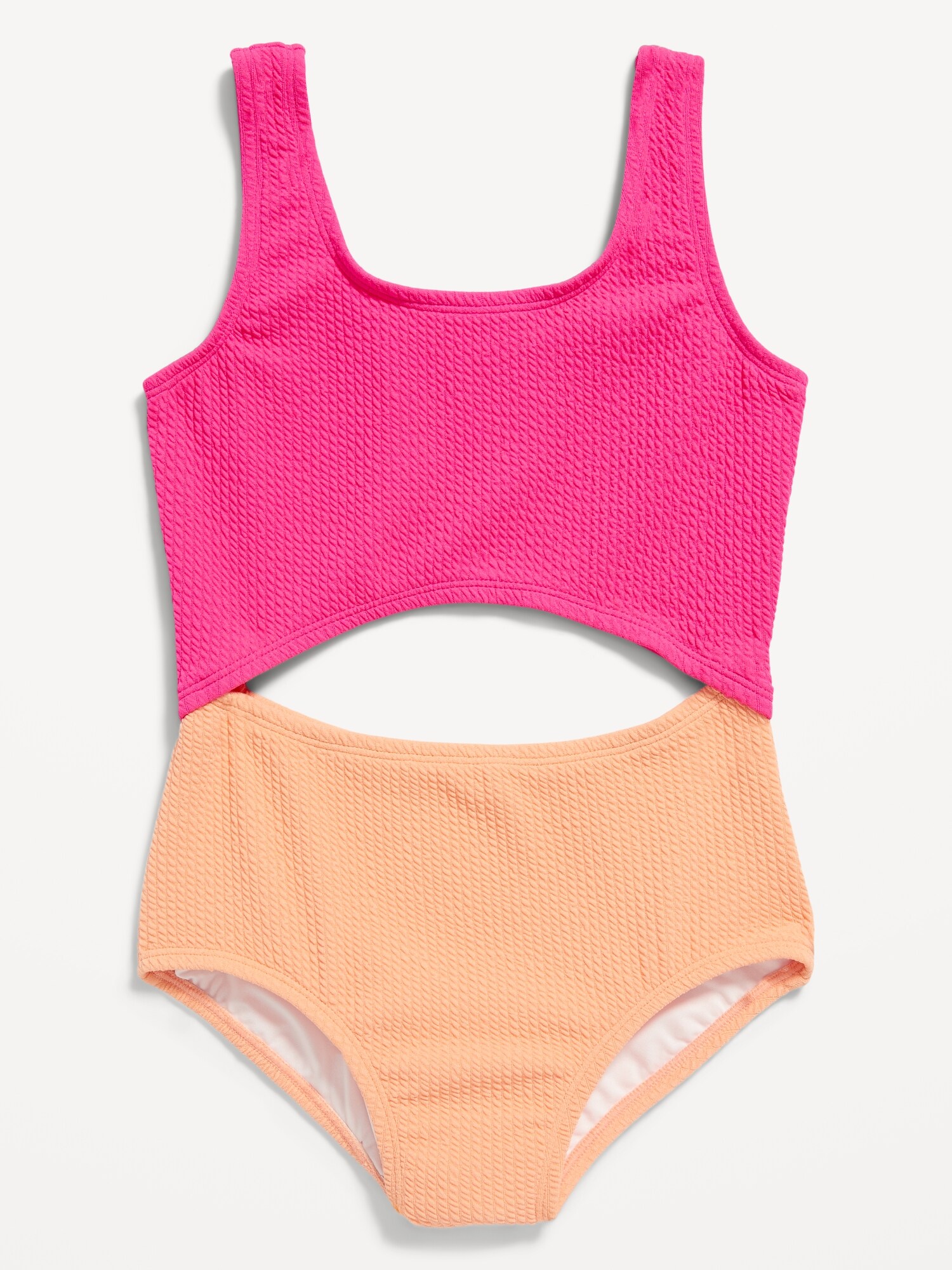 Old Navy Color-Block Cutout One-Piece Swimsuit for Girls pink. 1