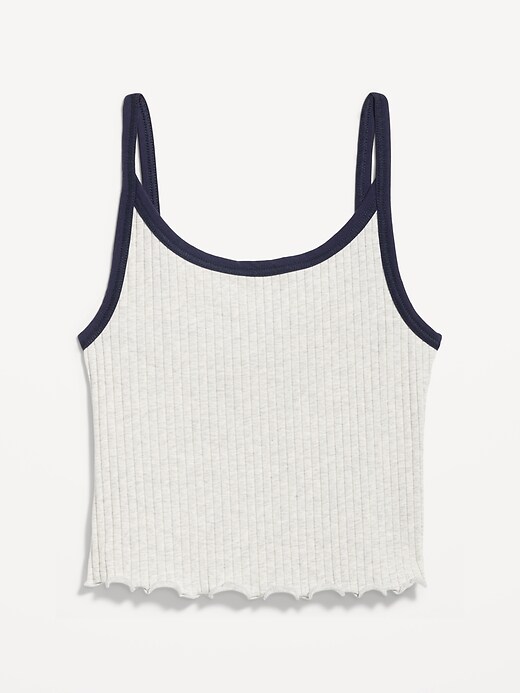 Image number 3 showing, Fitted Lettuce-Edge Rib-Knit Cropped Tank Top