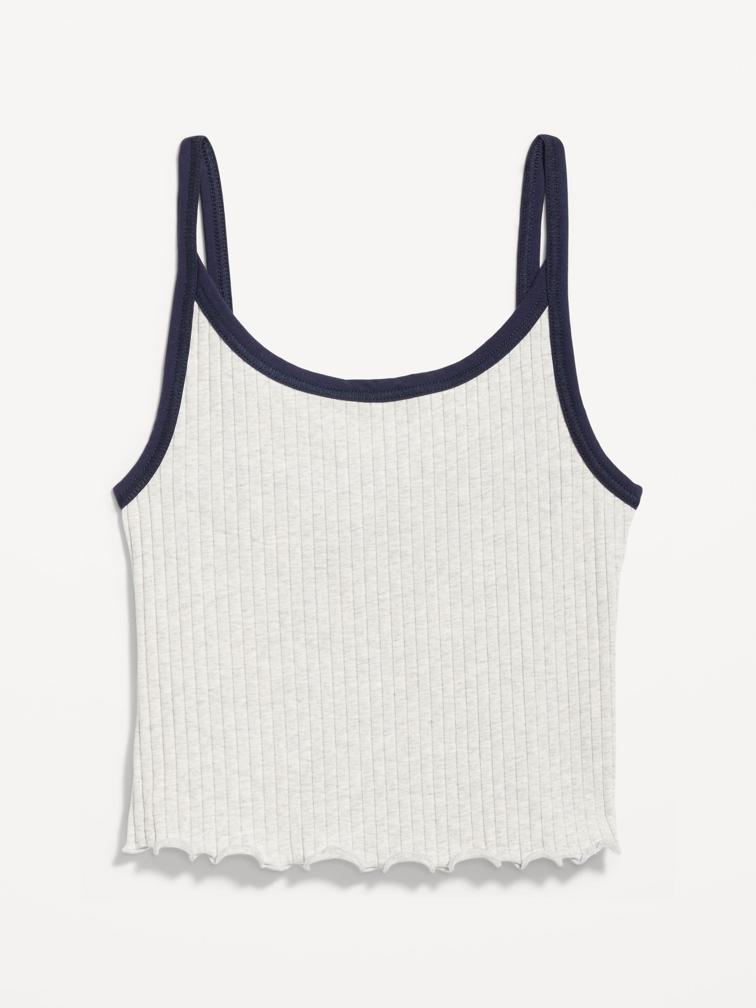 Fitted Lettuce-Edge Rib-Knit Cropped Tank Top for Women | Old Navy