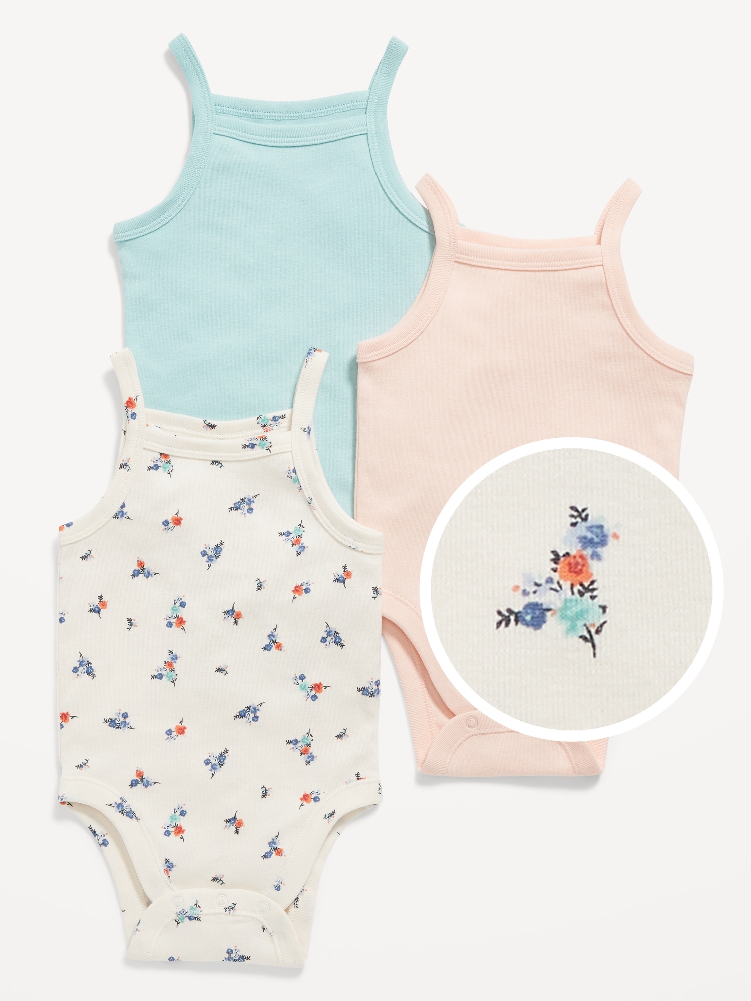 Old Navy 3-Pack Matching Sleeveless Rib-Knit Bodysuit for Baby blue. 1