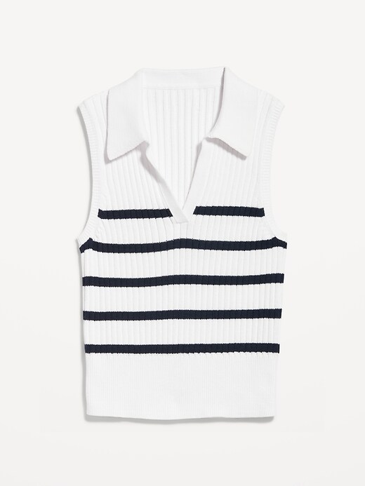 Image number 4 showing, Sleeveless Rib-Knit Striped Cropped Polo