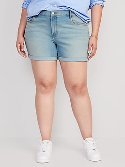 Mid-Rise Wow Jean Shorts -- 5-inch inseam