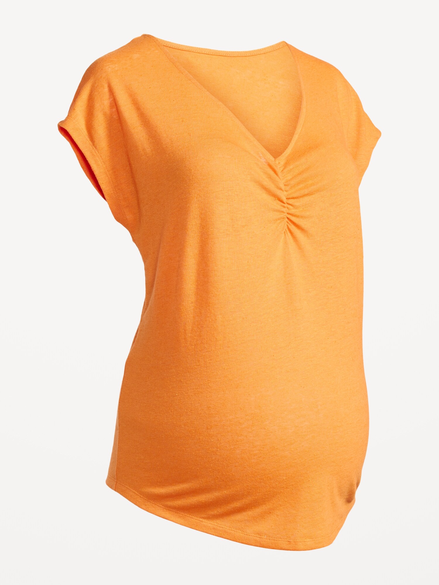 Maternity Linen Blend V Neck Shirred T Shirt Old Navy