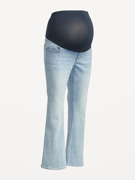Image number 4 showing, Maternity Full-Panel Cropped Flare Jeans