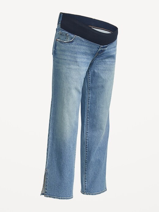 Image number 4 showing, Maternity Front-Low Panel OG Loose Side-Split Jeans