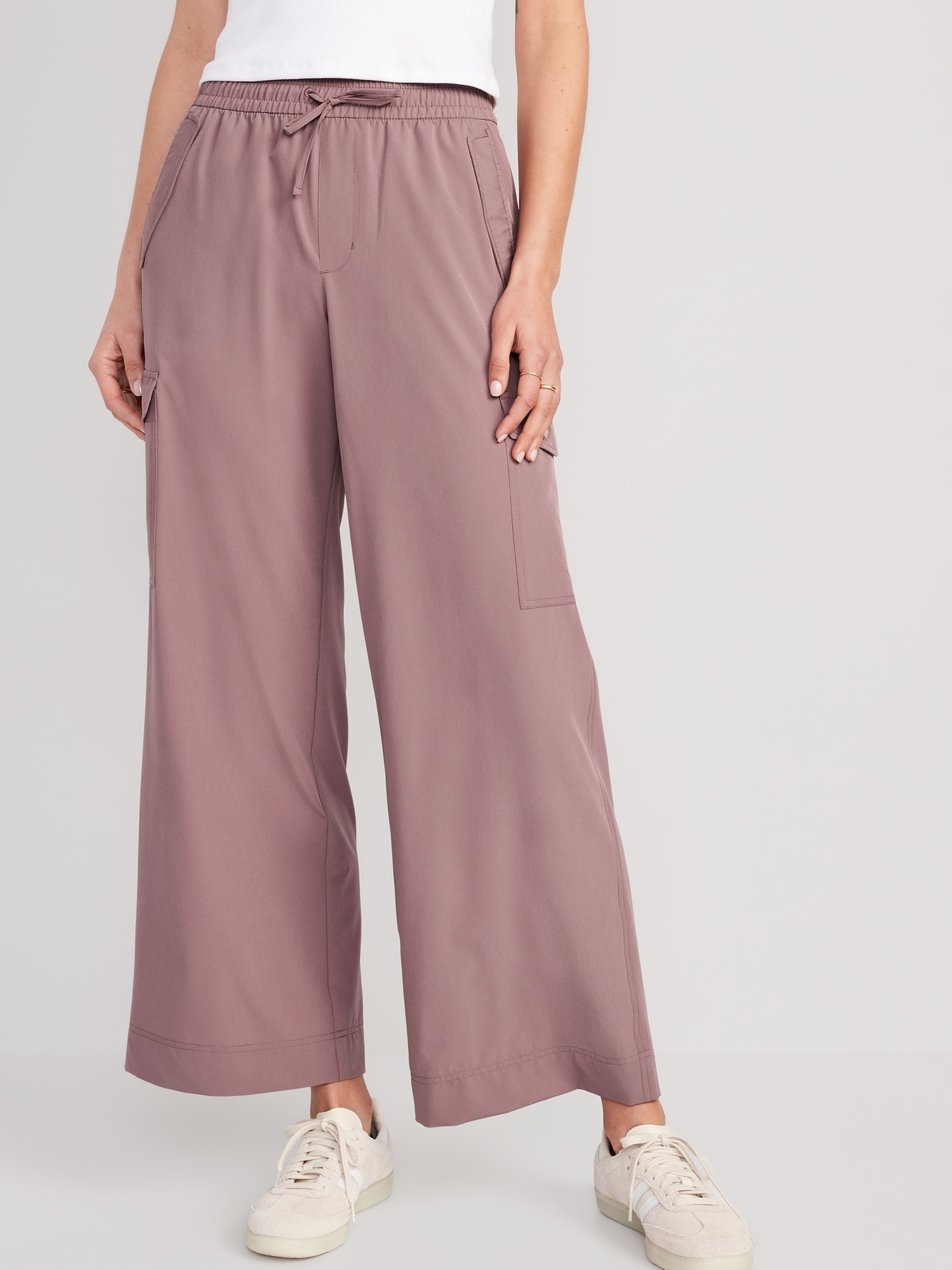 Old Navy High-Waisted StretchTech Cargo Wide-Leg Pants for Women pink. 1