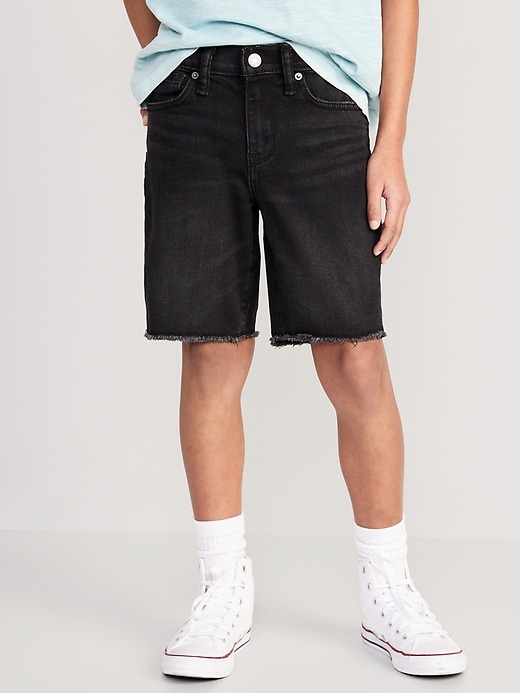 View large product image 1 of 4. Slim 360° Stretch Ripped Cut-Off Jean Shorts for Boys (At Knee)