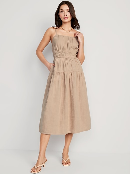 Waist-Defined Smocked Tiered Midi Cami Dress for Women | Old Navy