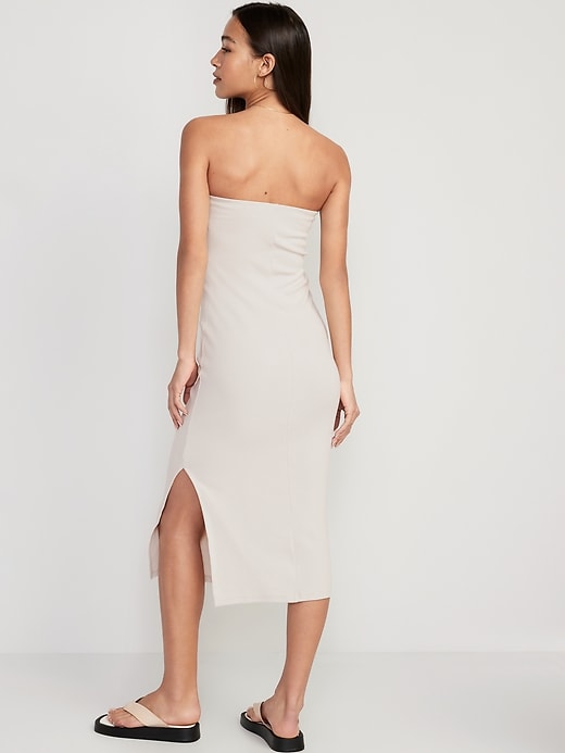 Image number 2 showing, Fitted Rib-Knit Midi Tube Dress