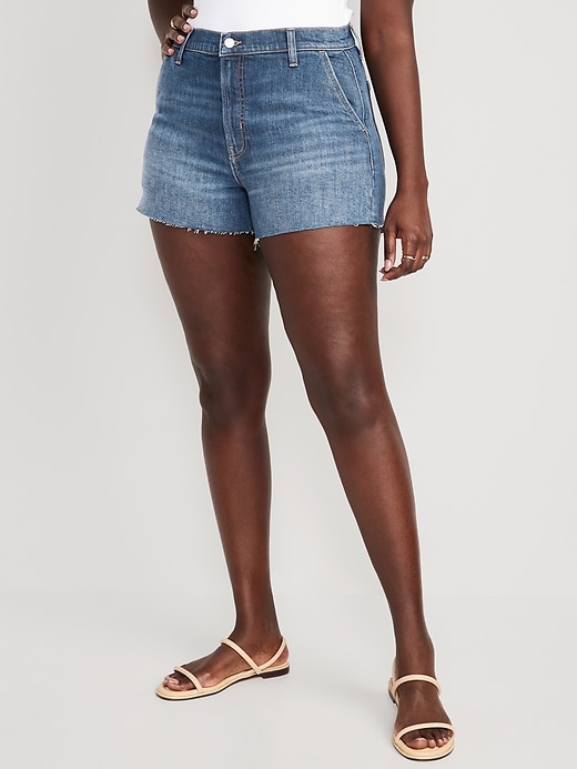 Image number 5 showing, Higher High-Waisted Cut-Off Jean Shorts -- 3-inch inseam
