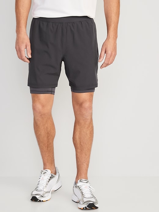 View large product image 1 of 3. Go 2-in-1 Workout Shorts + Base Layer for Men -- 7-inch inseam
