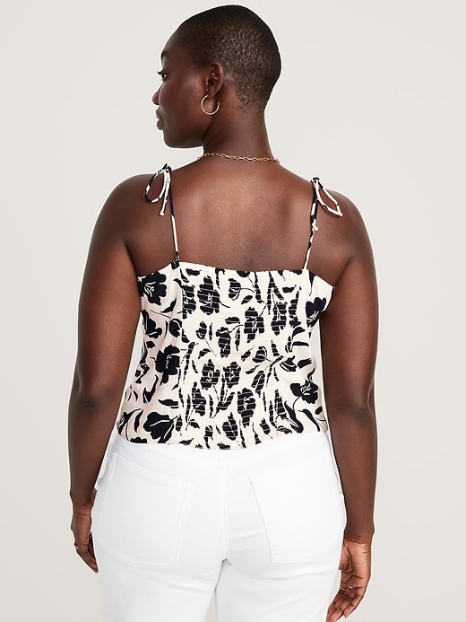 Image number 6 showing, Fitted Tie-Shoulder Floral Corset Cami Top
