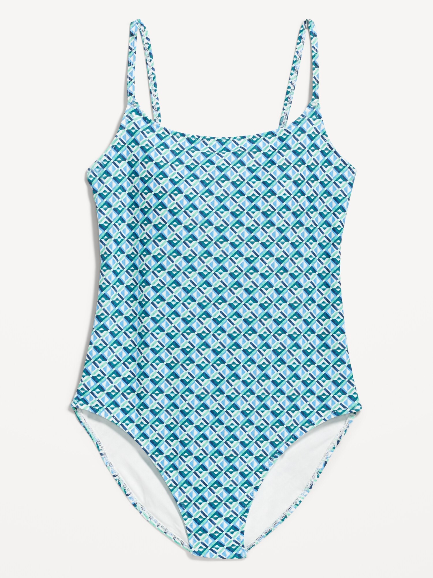 Vintage Lace Jacquard One-Piece Swimsuit – Yellow Gingham, Tied Back, Tummy Control - View #13