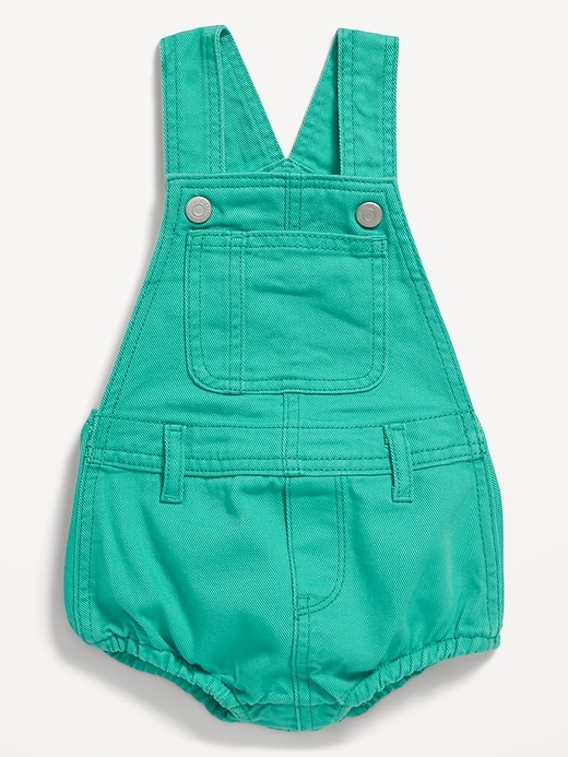 View large product image 1 of 1. Twill Pop-Color Shortall Romper for Baby
