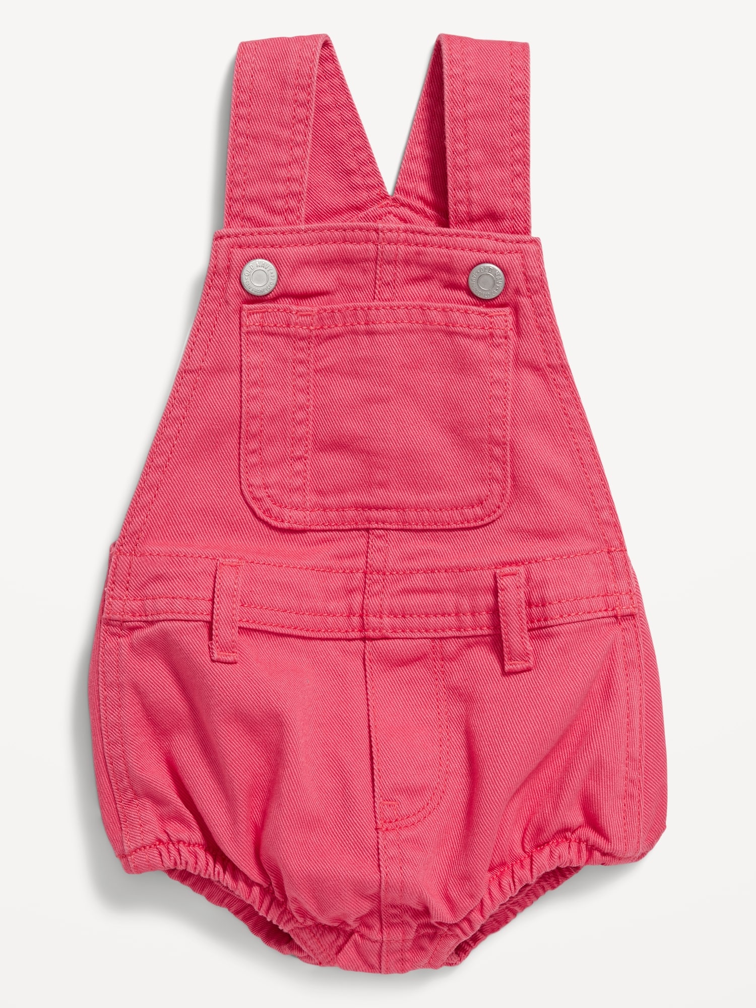 Old Navy Twill Pop-Color Shortall Romper for Baby pink. 1